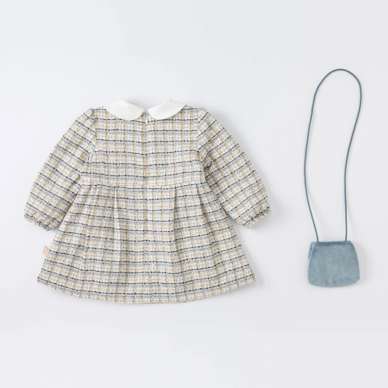 Vestido Tweed Clássico com Gola Peter Pan