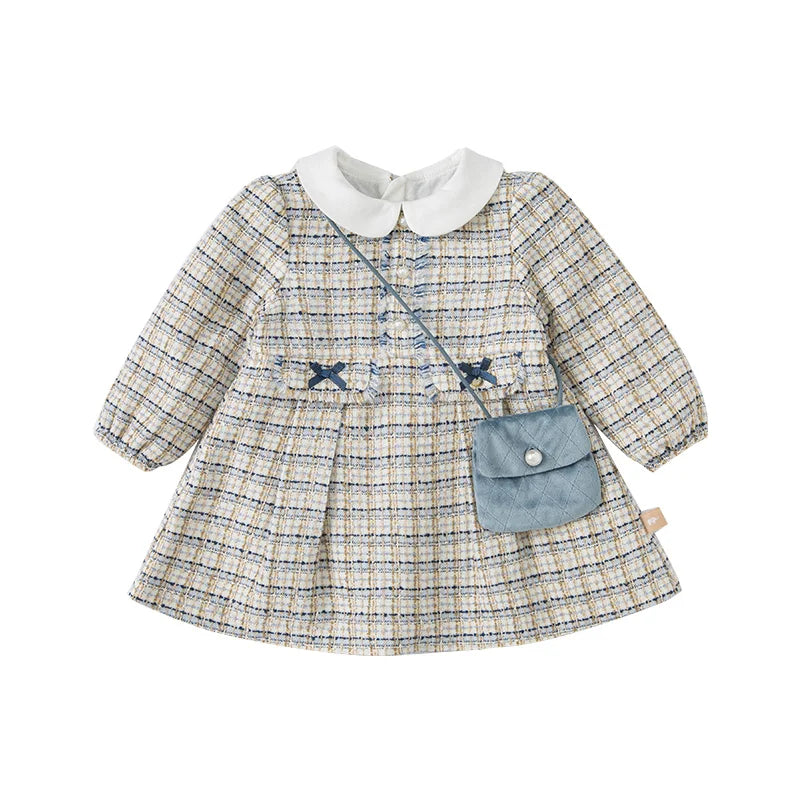 Vestido Tweed Clássico com Gola Peter Pan