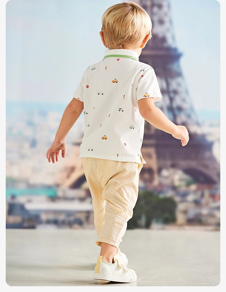 Camisa Polo Infantil - Estampa de Carros