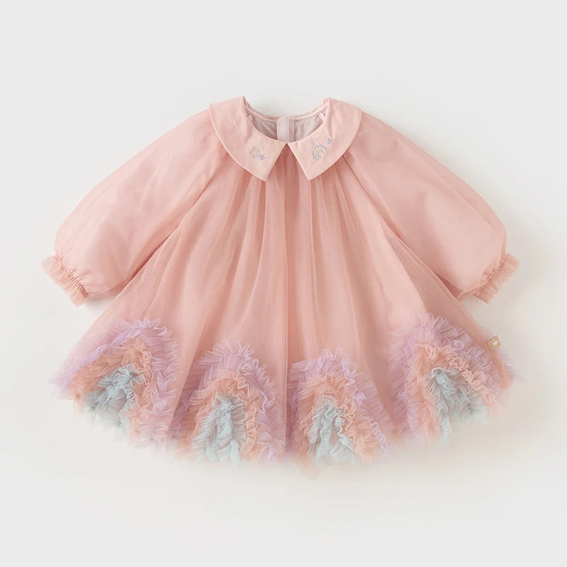 Vestido de Tule Rosa Luxuoso