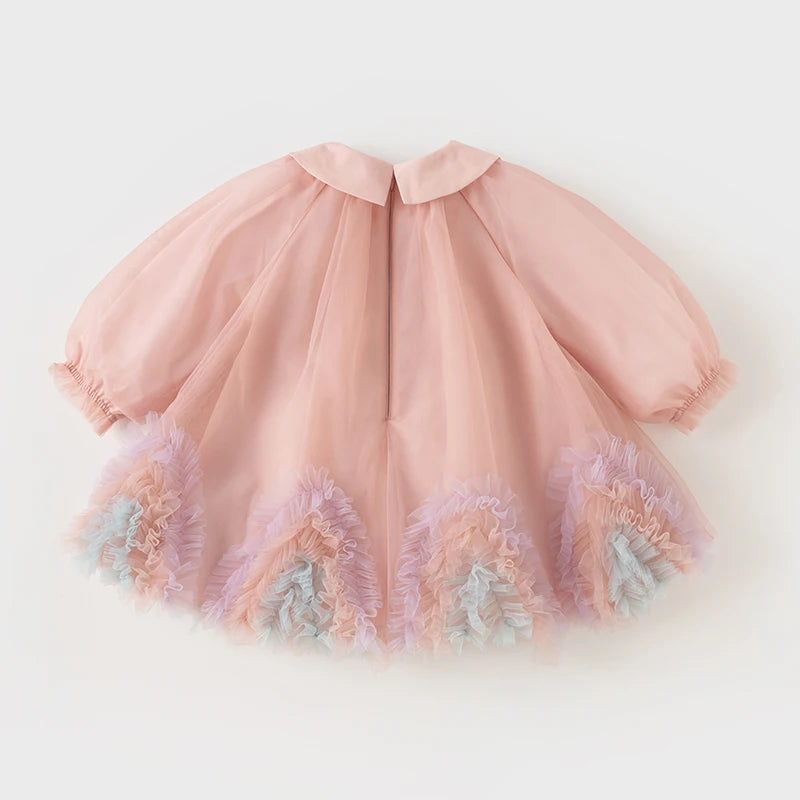 Vestido de Tule Rosa Luxuoso