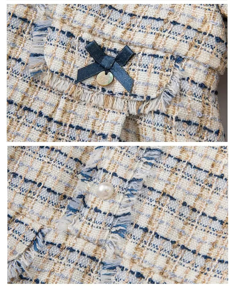 Vestido Tweed Clássico com Gola Peter Pan
