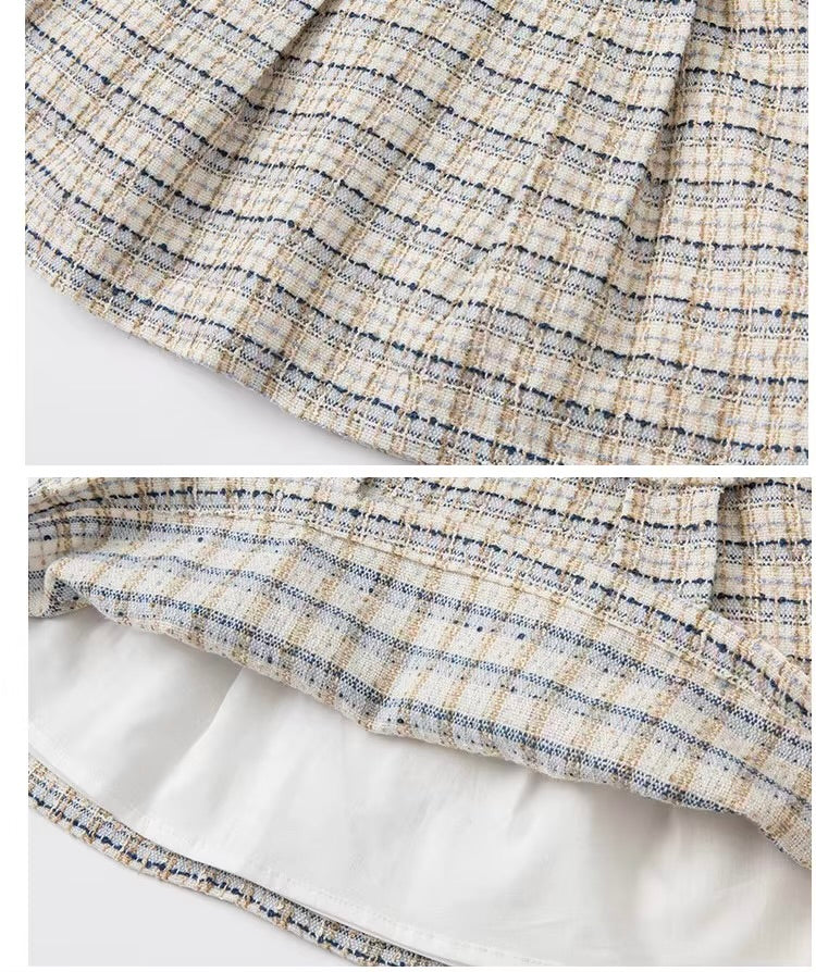 Vestido Tweed Clássico com Gola Peter Pan