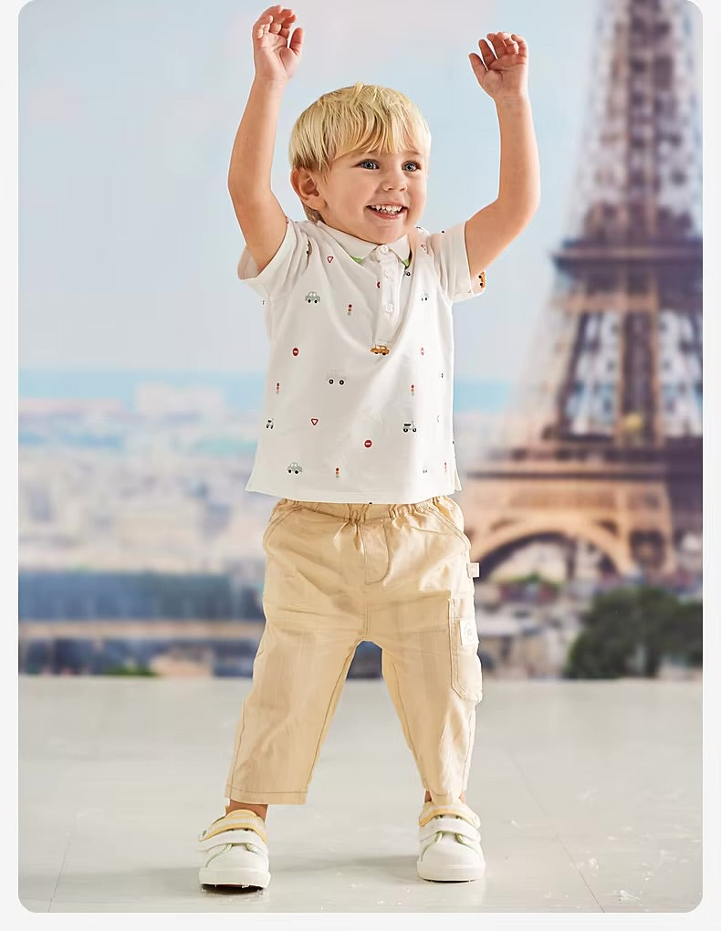 Camisa Polo Infantil - Estampa de Carros