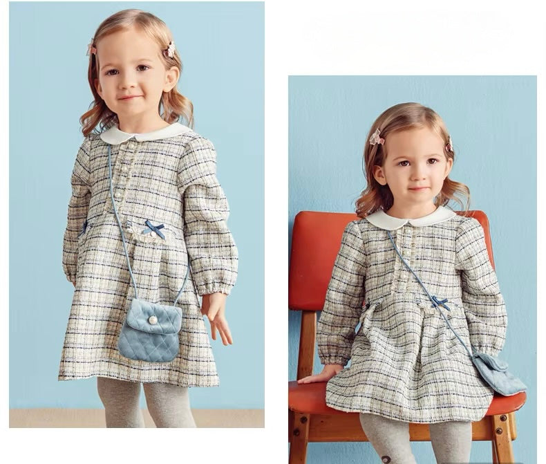 Vestido Tweed Clássico com Gola Peter Pan