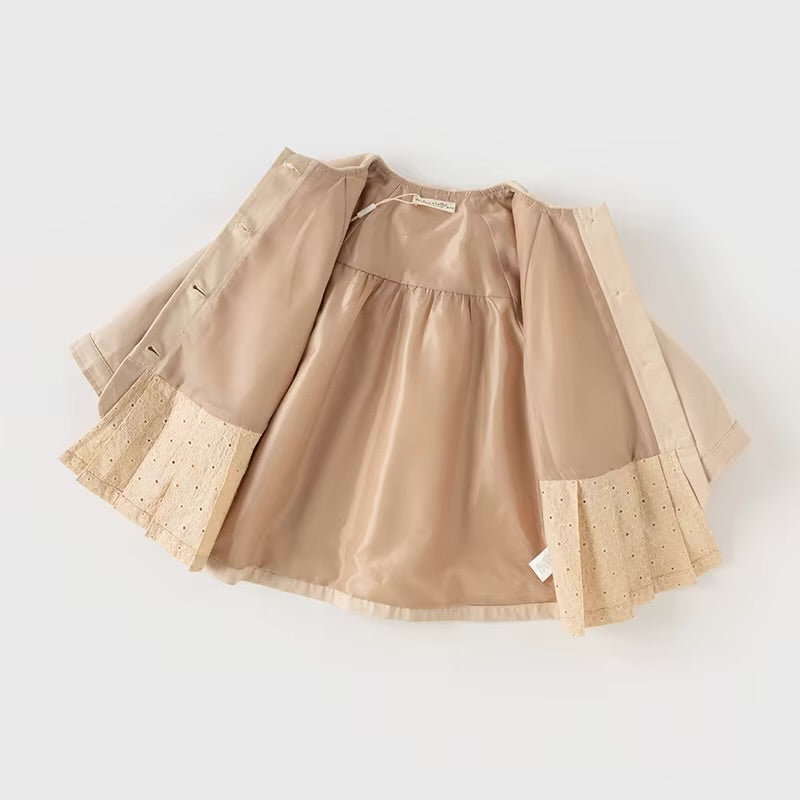 Casaco Beige Fleur com Saia Bordada