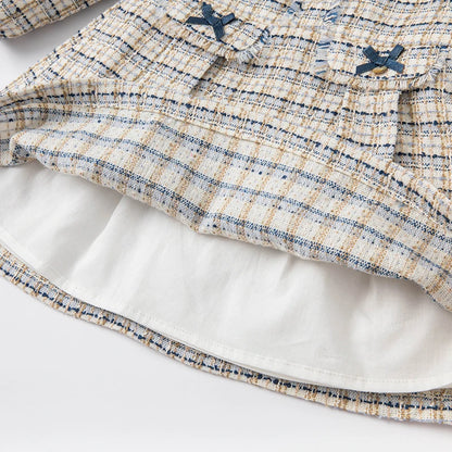 Vestido Tweed Clássico com Gola Peter Pan