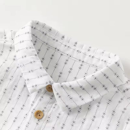 Conjunto Clássico Infantil – Camisa Texturizada e Calça Bege