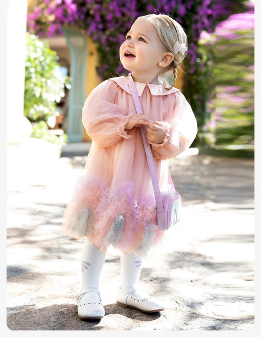 Vestido de Tule Rosa Luxuoso