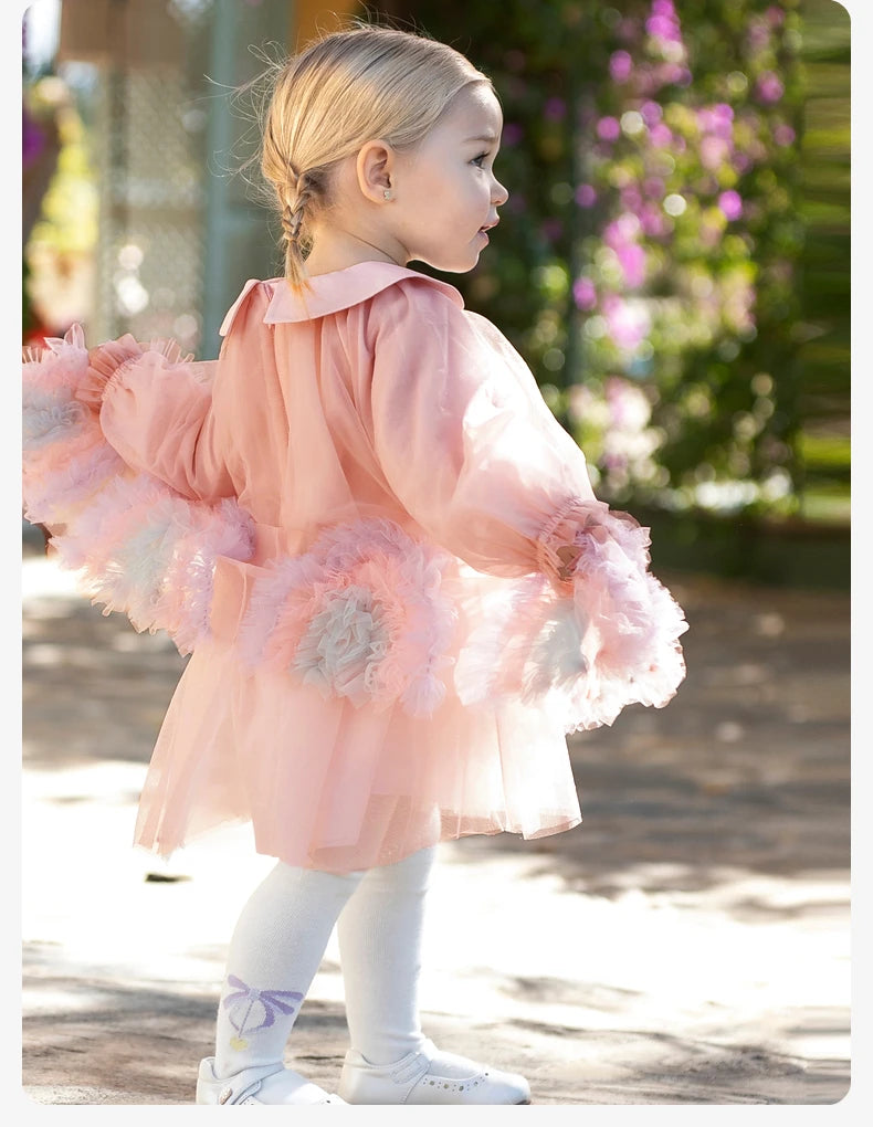 Vestido de Tule Rosa Luxuoso