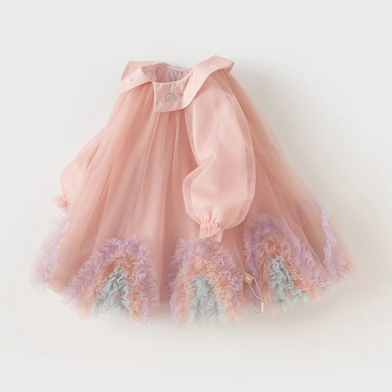 Vestido de Tule Rosa Luxuoso