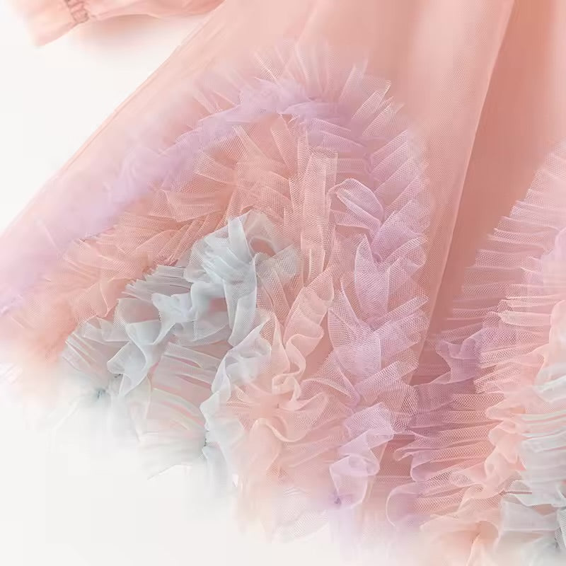 Vestido de Tule Rosa Luxuoso