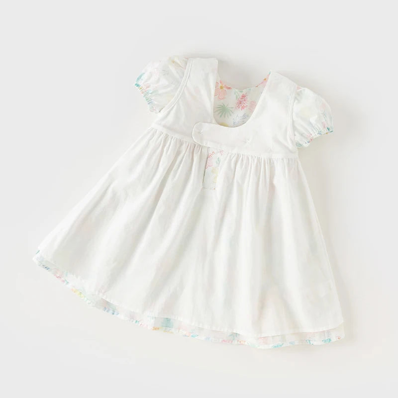 Vestido Floral com Laço Rosa – Algodão Premium