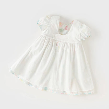 Vestido Floral com Laço Rosa – Algodão Premium