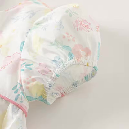 Vestido Floral com Laço Rosa – Algodão Premium