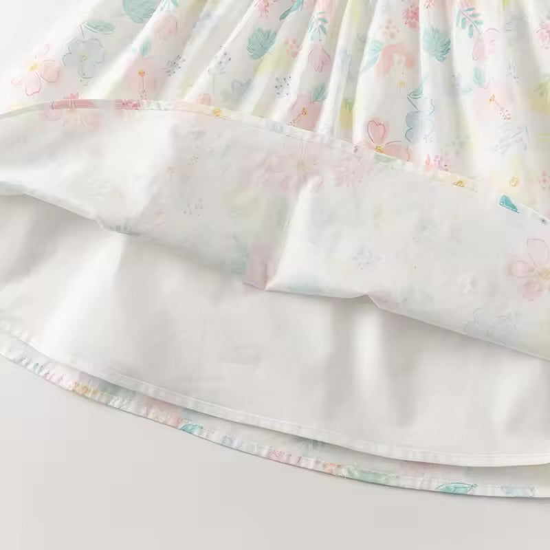 Vestido Floral com Laço Rosa – Algodão Premium