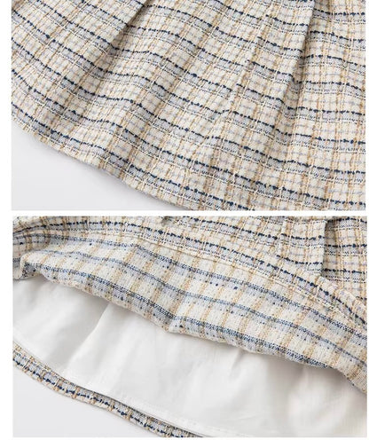 Vestido Tweed Clássico com Gola Peter Pan