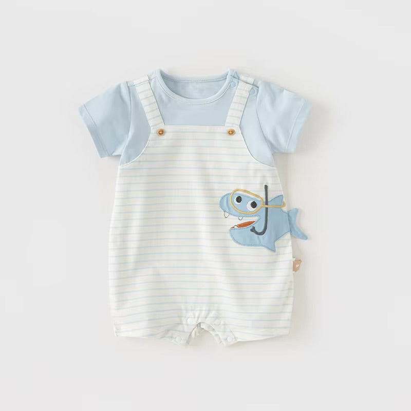 Macacão Azul Infantil Clássico com Bordado Exclusivo