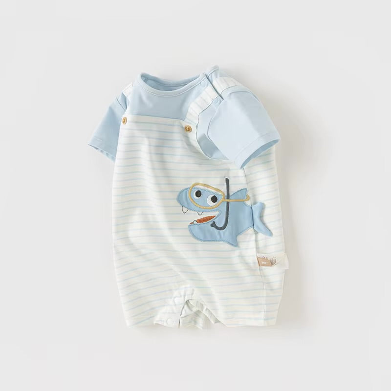 Macacão Azul Infantil Clássico com Bordado Exclusivo