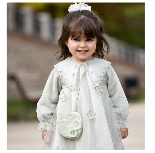 Vestido Verde Floral com Tule Bordado