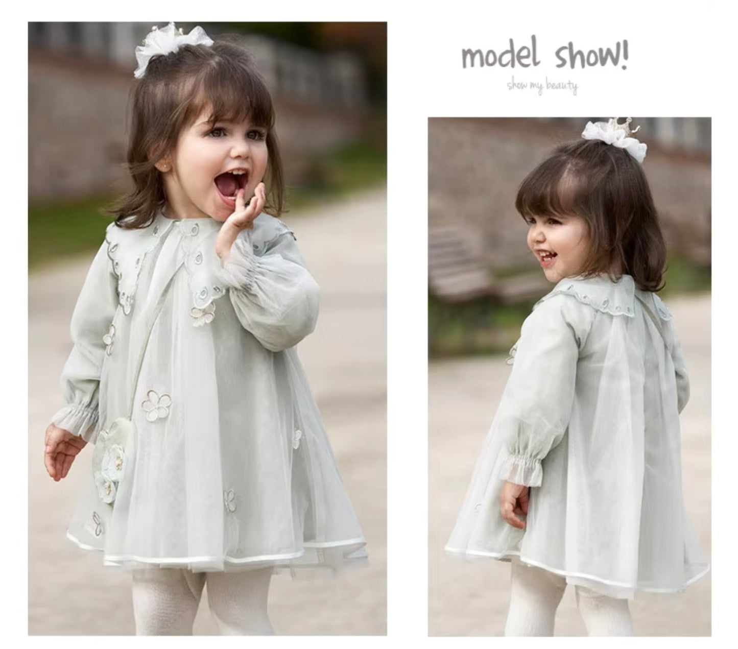 Vestido Verde Floral com Tule Bordado