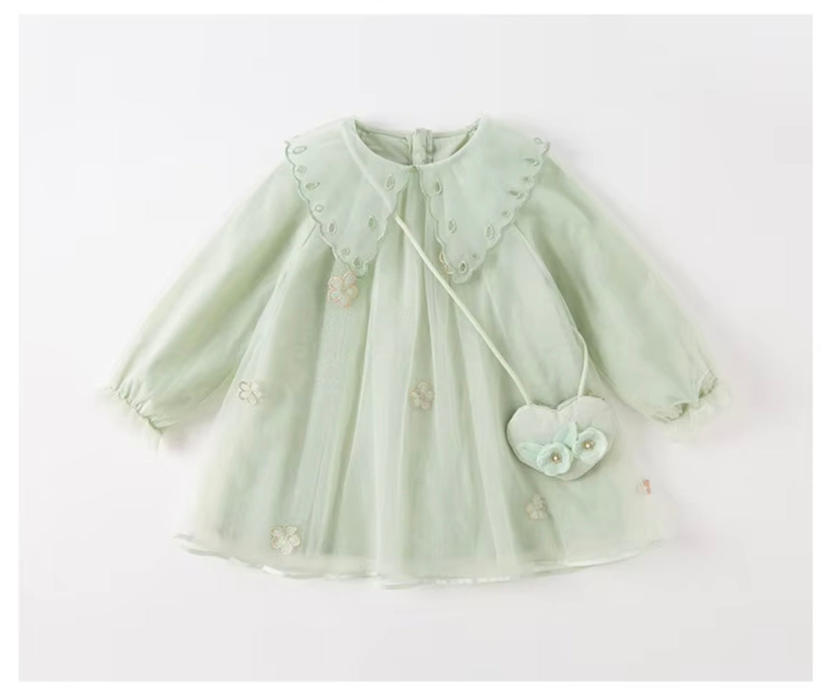 Vestido Verde Floral com Tule Bordado
