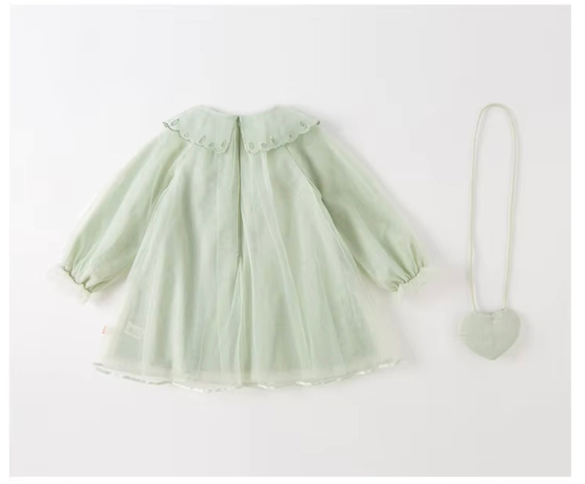 Vestido Verde Floral com Tule Bordado