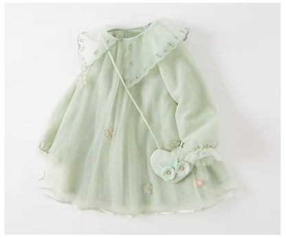 Vestido Verde Floral com Tule Bordado