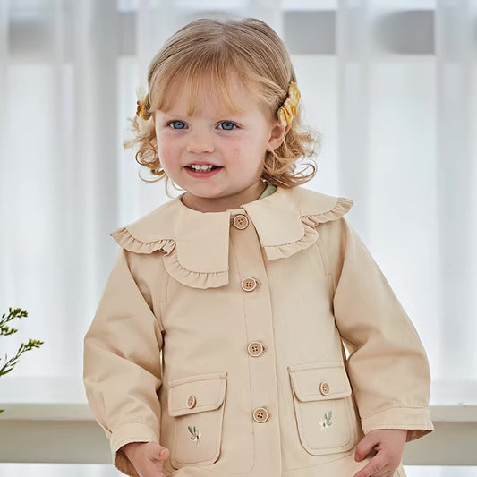 Casaco Beige Fleur com Saia Bordada