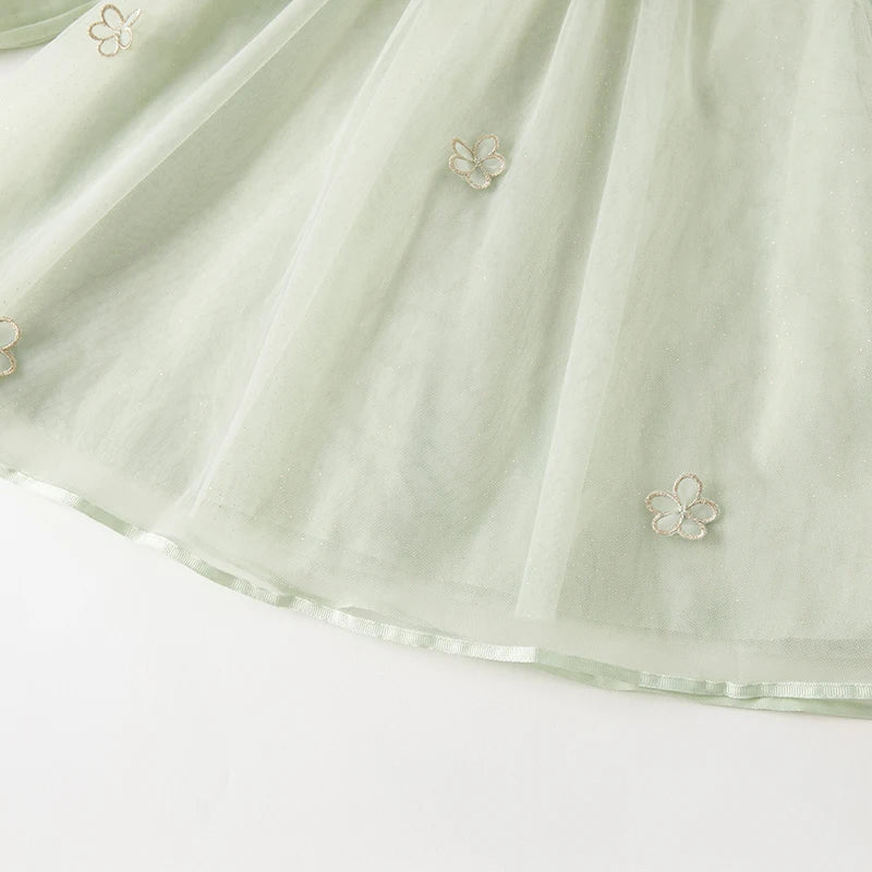 Vestido Verde Floral com Tule Bordado