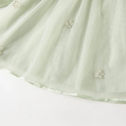 Vestido Verde Floral com Tule Bordado