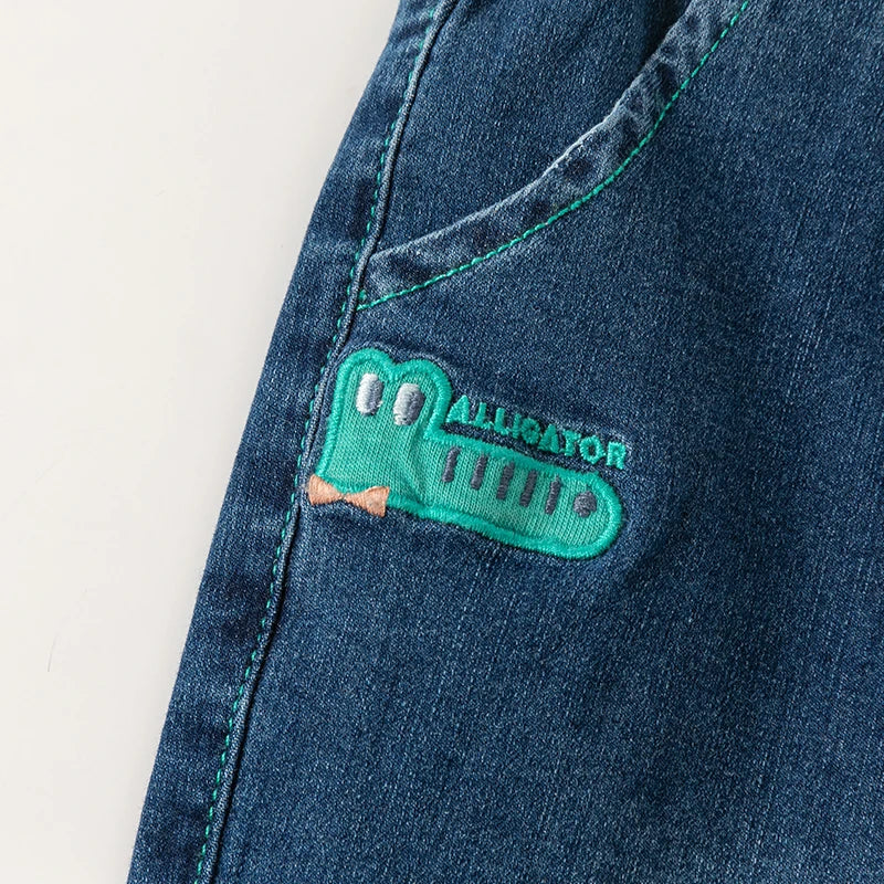 Calça Denim Petit Croco