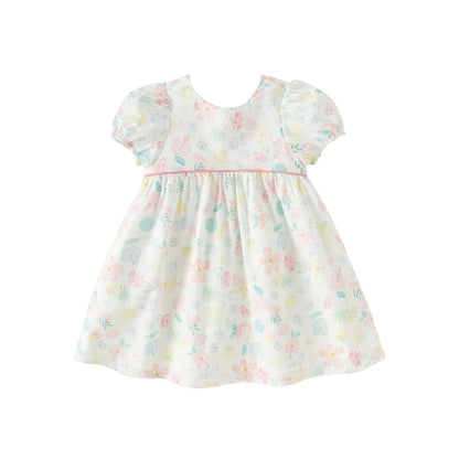 Vestido Floral com Laço Rosa – Algodão Premium