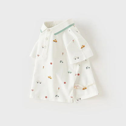 Camisa Polo Infantil - Estampa de Carros