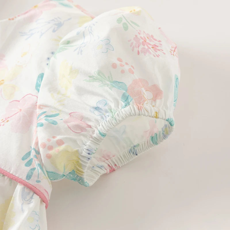 Vestido Floral com Laço Rosa – Algodão Premium