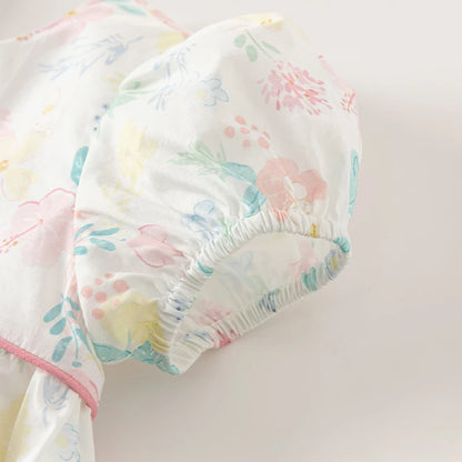 Vestido Floral com Laço Rosa – Algodão Premium