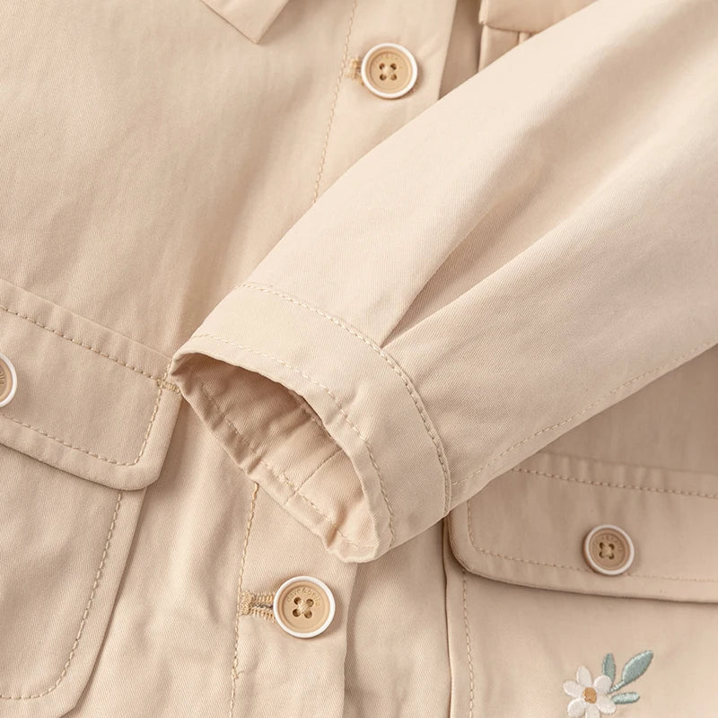 Casaco Beige Fleur com Saia Bordada