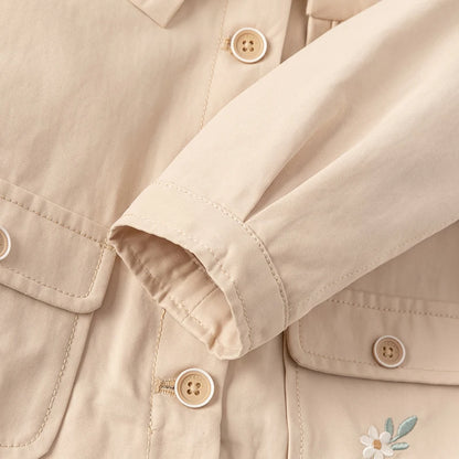 Casaco Beige Fleur com Saia Bordada
