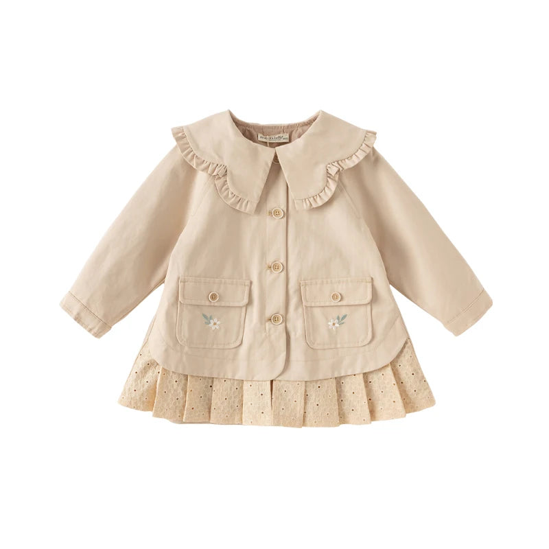 Casaco Beige Fleur com Saia Bordada