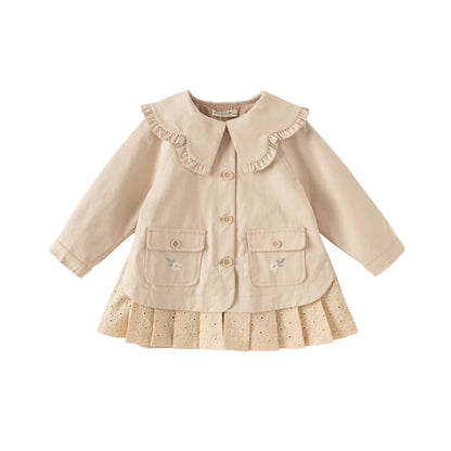 Casaco Beige Fleur com Saia Bordada