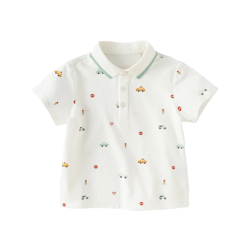 Camisa Polo Infantil - Estampa de Carros
