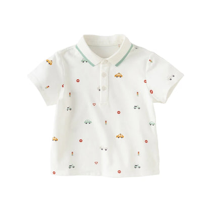 Camisa Polo Infantil - Estampa de Carros
