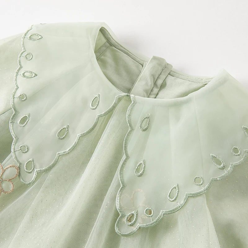 Vestido Verde Floral com Tule Bordado