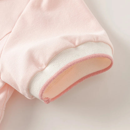 Vestido Rosa em Algodão com Saia Plissada
