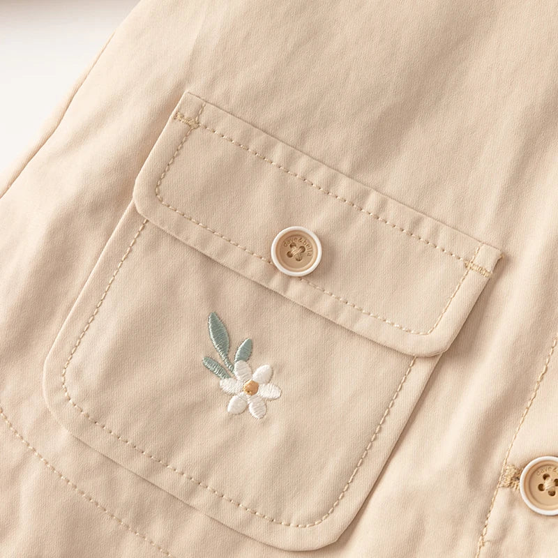 Casaco Beige Fleur com Saia Bordada