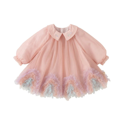 Vestido de Tule Rosa Luxuoso