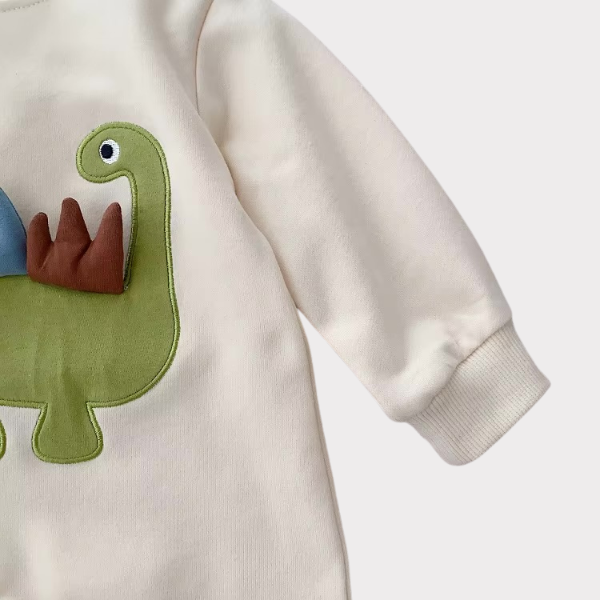 Macacão Infantil de Algodão com Bordado de Dinossauro - Petititete