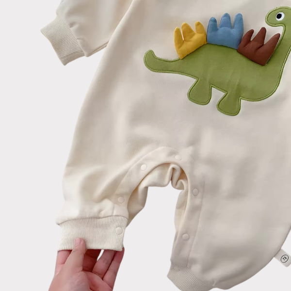 Macacão Infantil de Algodão com Bordado de Dinossauro - Petititete