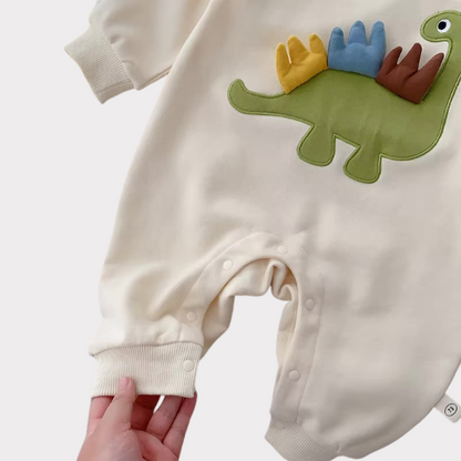 Macacão Infantil de Algodão com Bordado de Dinossauro - Petititete