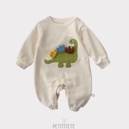 Macacão Infantil de Algodão com Bordado de Dinossauro - Petititete